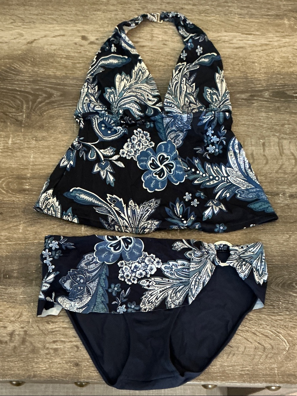 Lauren Ralph Lauren Navy Blue Paisley Tankini Set